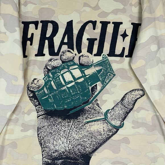 Beautiful Bastard T-Shirt Mens L Multicolor Camo Fragile Graphic Long Sleeve Tee - Picture 7 of 10